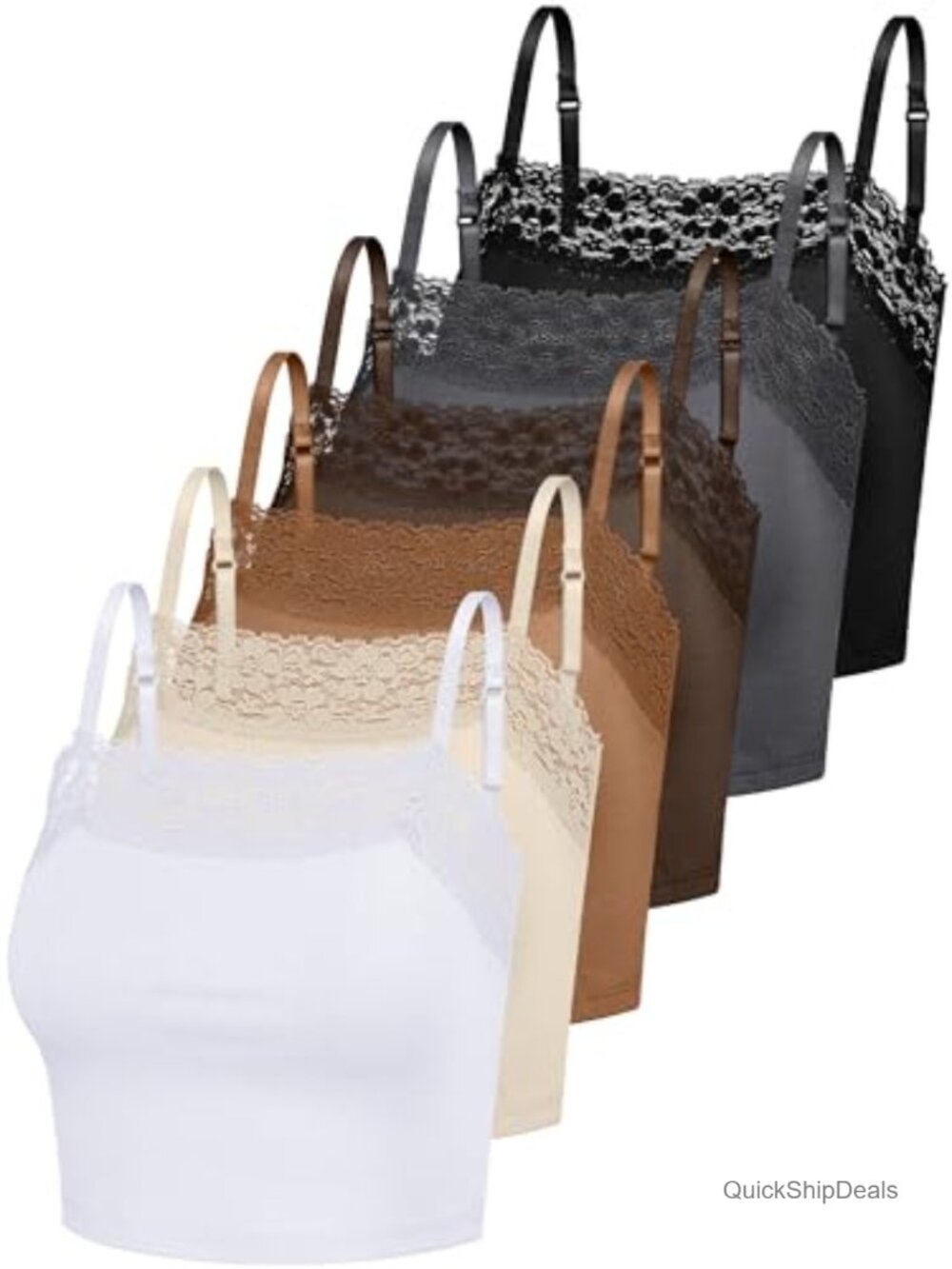 Lace Trim Camisole Spaghetti Strap Tank Top Sleeveless Scoop Neck